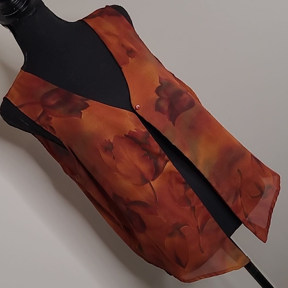 CASCAIS of California sz 12 sheer 1 button closure vest/blouse